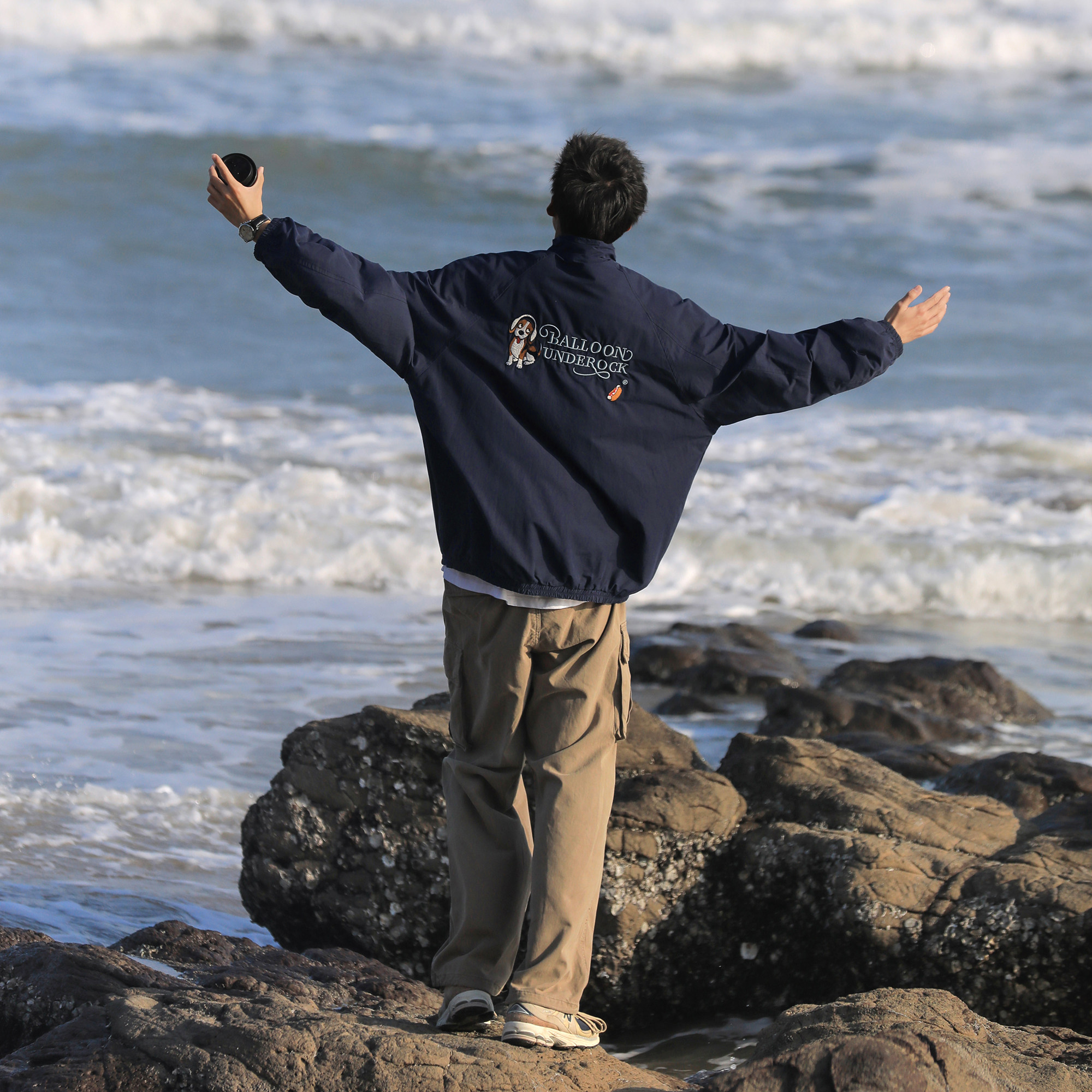 GOOZI MADE 日系飞行员夹克男春季宽松小狗刺绣宽松复古立领夹克,淘宝优惠券,粉丝福利购,淘宝优惠卷