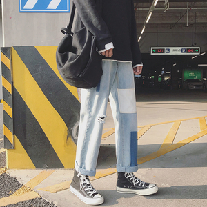 韩版男士破洞牛仔裤