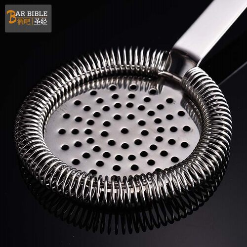 酒吧欧式霍桑直柄滤冰器调酒滤冰器过滤器圆孔漏网滤网Strainer - 图1