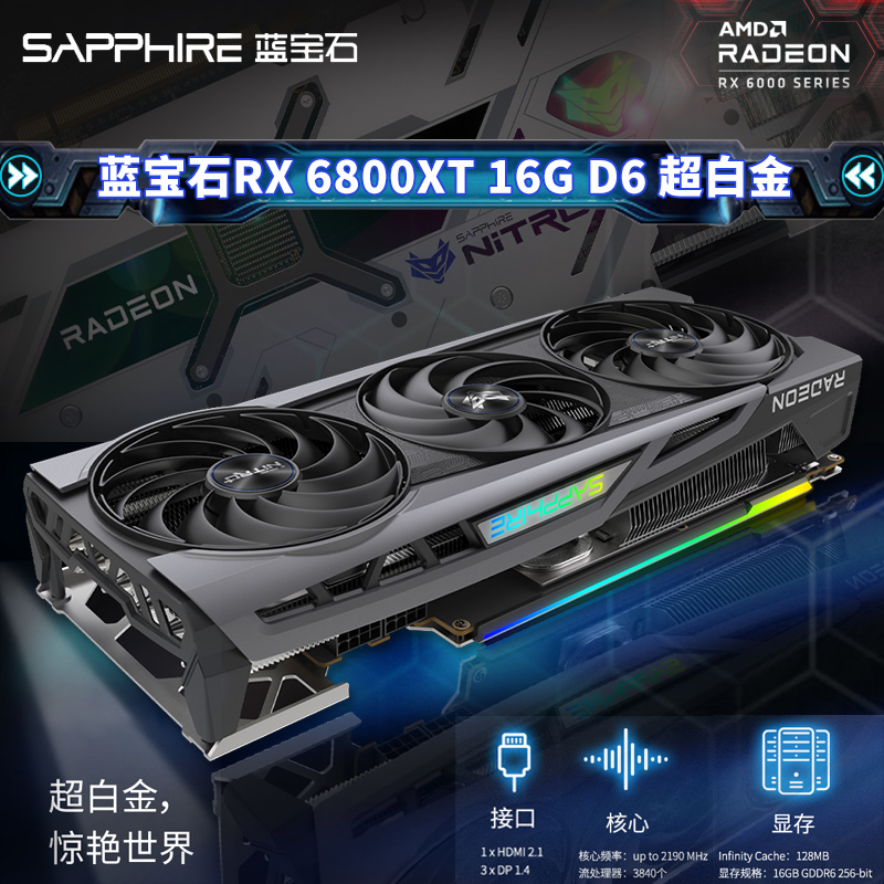 蓝宝石 RX6600/RX6650XT/RX6700XT/RX6750XT 白金/超白金游戏显卡 - 图1