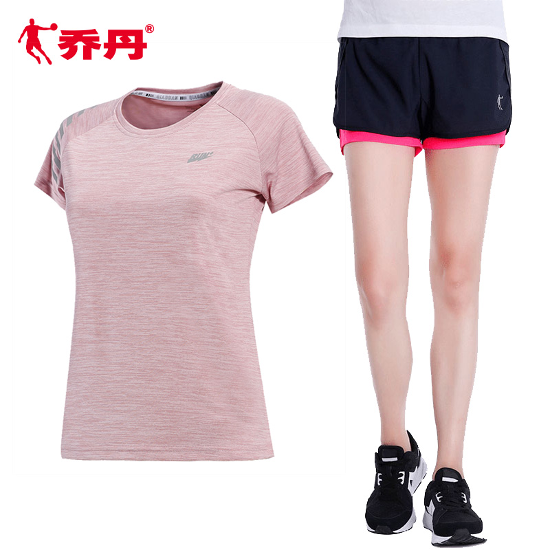 Jordan Sports Set Women's Short Sleeve Shorts Casual Two Piece Set 2020 Summer Large Loose fitting Running Sportswear Women