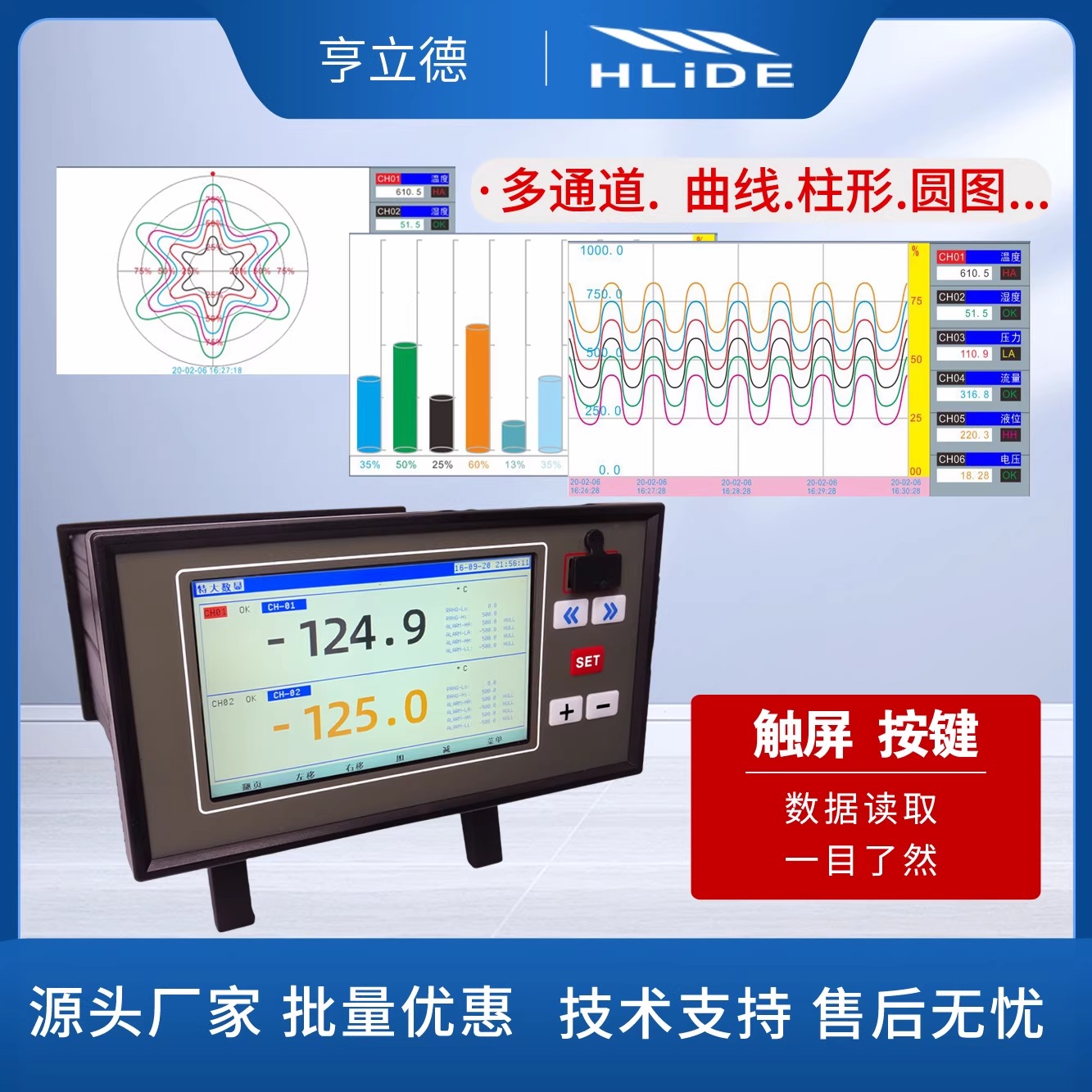 工业级无纸记录仪多路多通道温度压力湿度电压电流巡检 测试 测量 - 图1