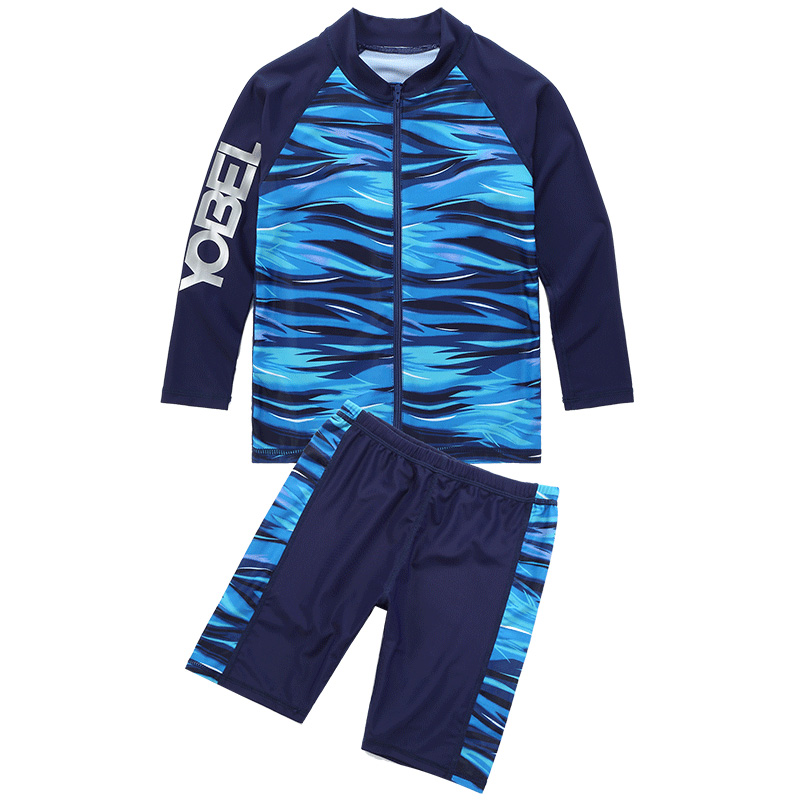 宏鑫亿越运动专营店儿童泳衣男童分体泳裤游泳套装中大童防晒长袖青少年学生连体泳装3