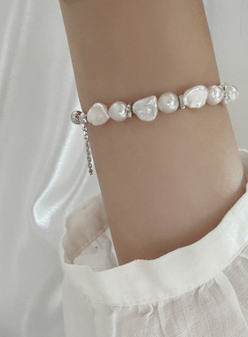 天然巴洛克珍珠法式手链