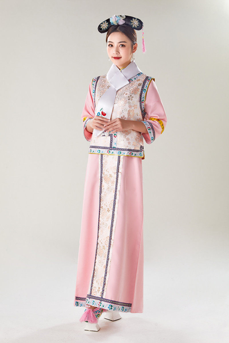 新款清朝格格服装女满族古代服装春秋装格格公主清朝旗服宫廷服饰_虎窝淘