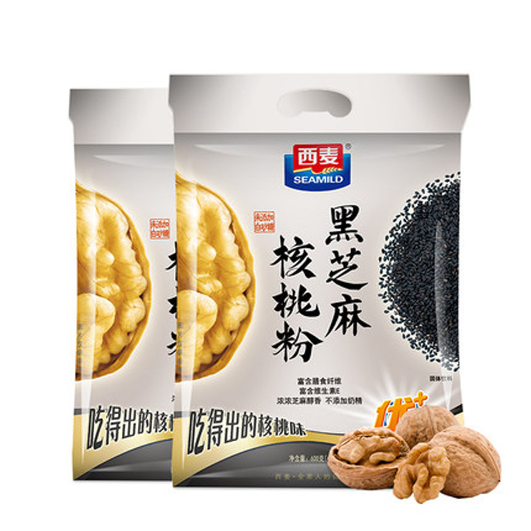 seamild西麦 黑芝麻核桃粉600gX2袋 饮品 冲饮营养早餐免煮食品 - 图3