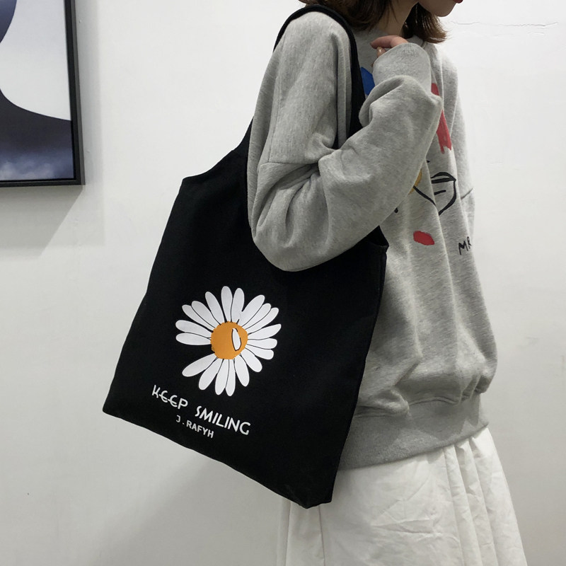 小雏菊女单肩手提包韩版简约帆布包 京都优尚 轻复古女包女士包袋