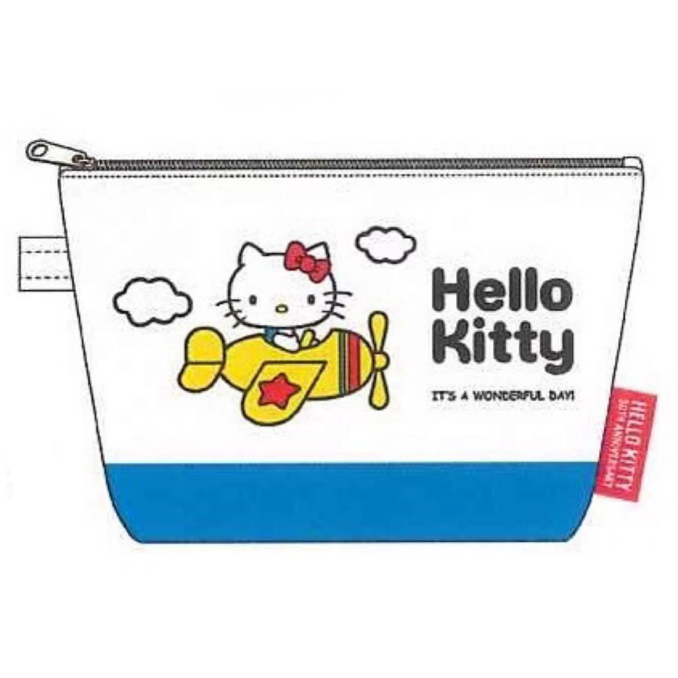 4月折扣日本三丽鸥 HelloKitty 50周年 卡通红色蓝色收纳包化妆包 - 图2