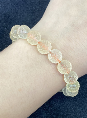 天然黄水晶回纹珠手串时尚百搭