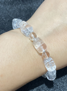 天然白水晶貔貅手串时尚小清新