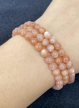 天然金沙太阳石三圈手串时尚百搭