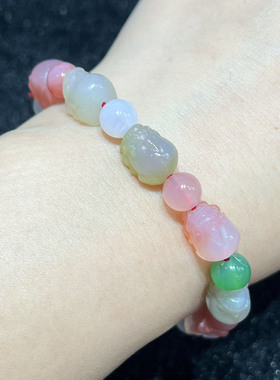 天然盐源玛瑙貔貅手串时尚小清新