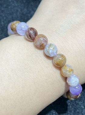 天然彩极光紫水晶手串时尚小清新