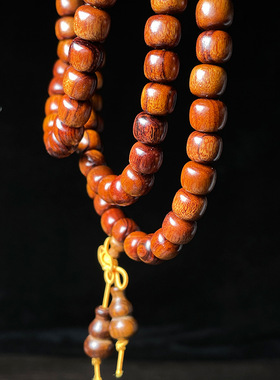 大叶黄花梨108颗多圈佛珠手串红贵宝男女情侣手链文玩饰品念珠