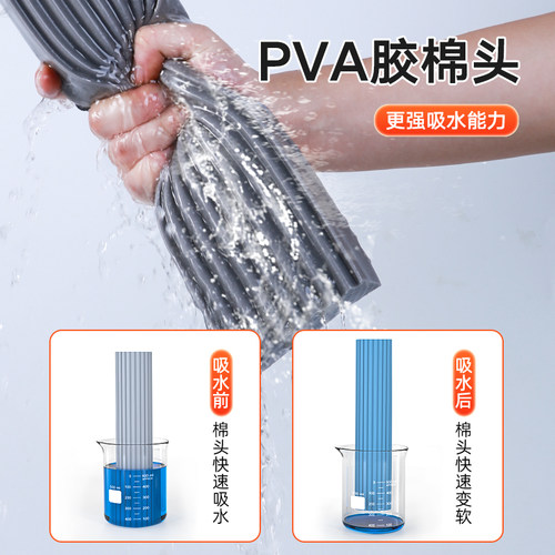 海绵头胶棉拖把2025新款家用一拖净免手洗超强吸水厕所卫生间拖布 - 图3