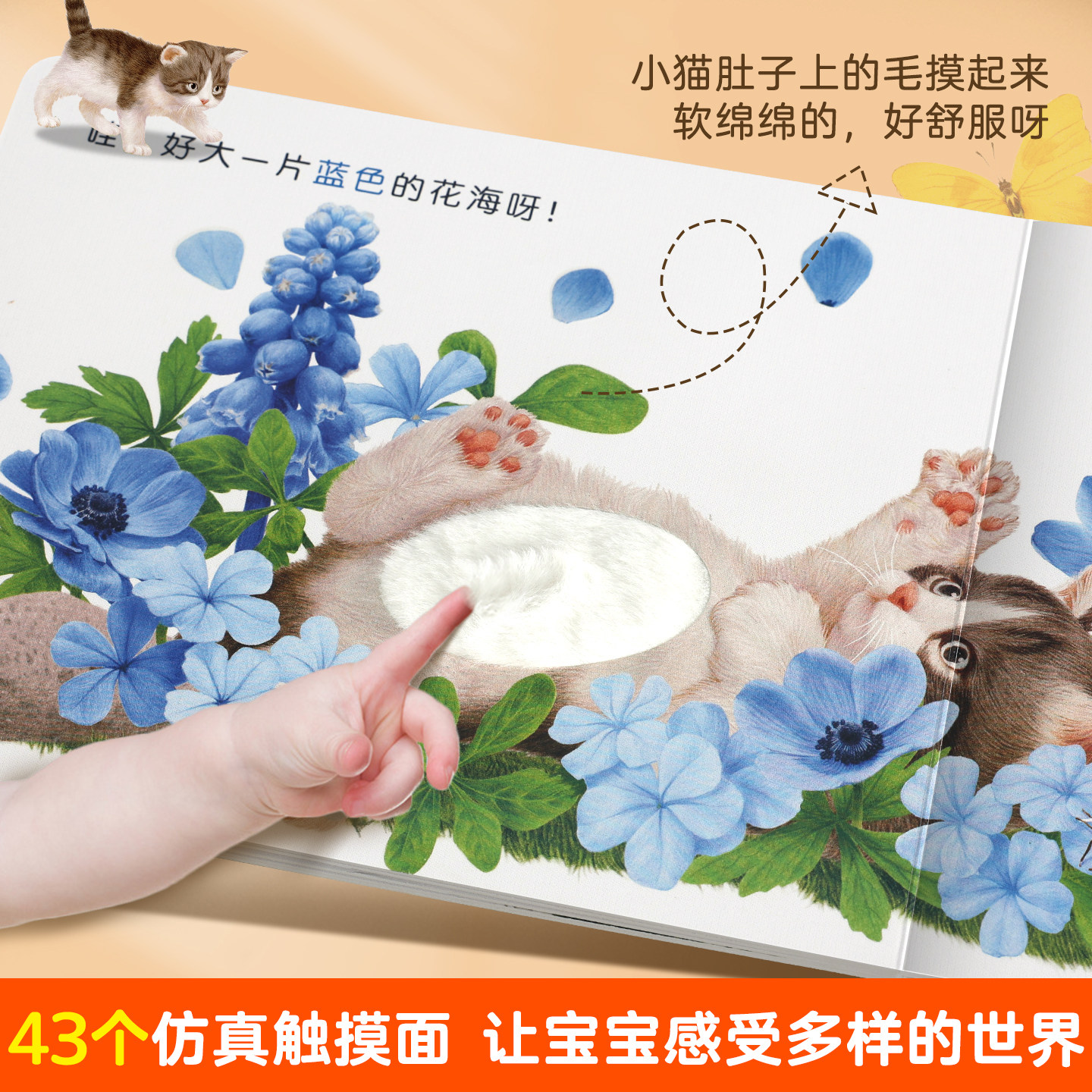 青葫芦小兔比利触摸书宝宝的第一本触摸书全套4册0-3岁婴幼儿智力启蒙早教形状数字动物认知洞洞翻翻书撕不烂触感刺激认知书籍绘本