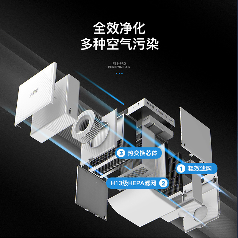 远大新风系统家用壁挂式新风机除雾霾除甲醛通风换气空气净化器