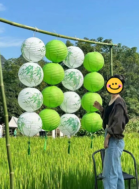 绿灯笼中式书法空中挂饰