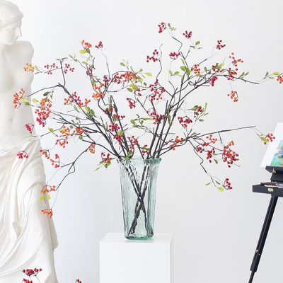 西西里仿真花蔷薇果玫瑰果浆果家居客厅假花装饰花橱窗搭配摆件 虎窝淘