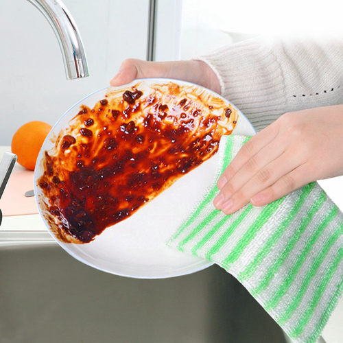 洗碗布竹纤维双层加厚不沾油厨房专用去油抹布竹炭吸水清洁洗碗巾 - 图1