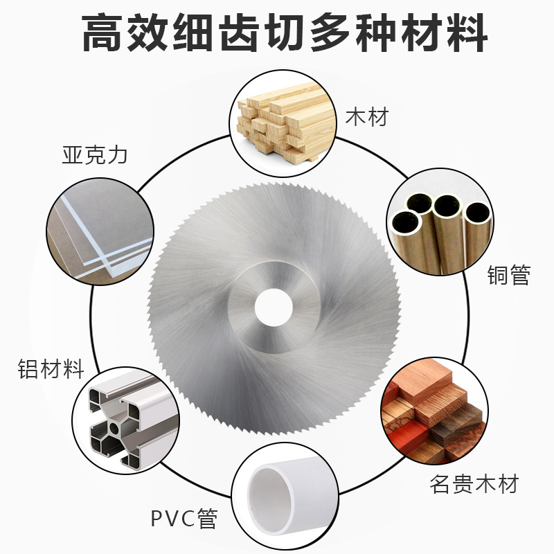 HSS超薄高速钢锯片木工金属切割片亚克力铝材白钢圆锯片内孔16mm-图1