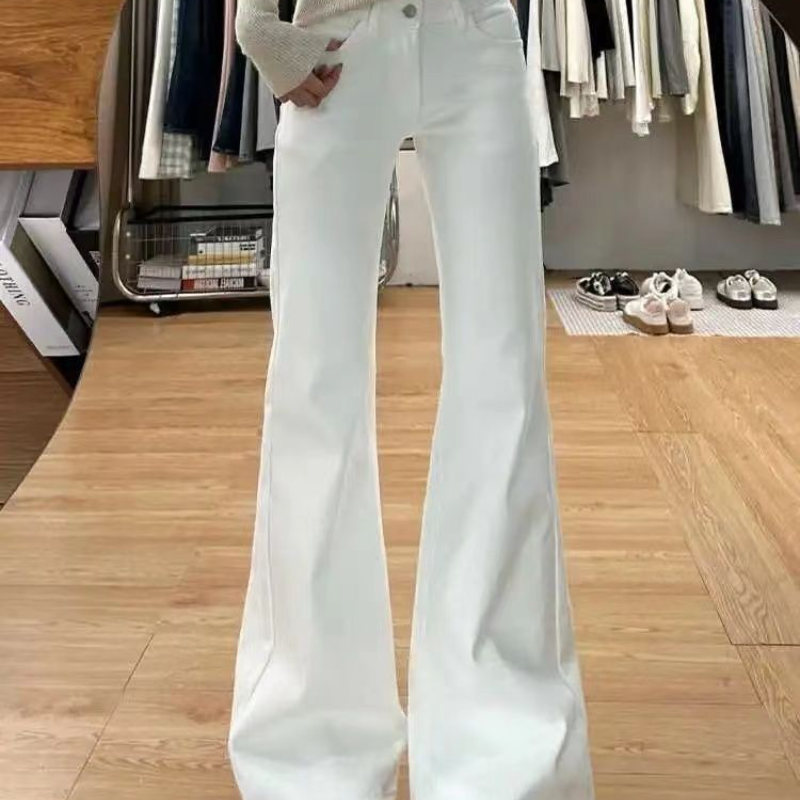 加绒加厚中大童白色牛仔裤新款微喇小个子显瘦拖地喇叭马蹄裤子女,淘宝优惠券,粉丝福利购,淘宝优惠卷