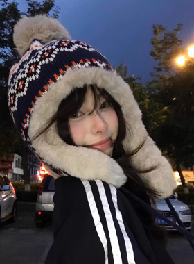 费尔岛风帽子女冬针织毛线帽保暖