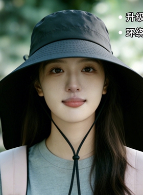 果奇2026新款帽子女款户外防晒帽登山夏季渔夫帽防紫外线遮阳帽