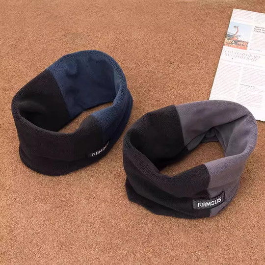 秋冬季2025新款拼色保暖围脖女百搭男女同款遮脸面罩脖套防风围巾