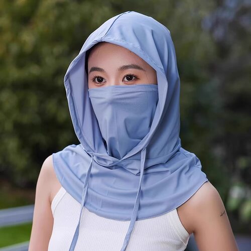 防晒面罩女夏季全脸2026新款冰丝防紫外线开车骑行护颈一体防晒帽 - 图2