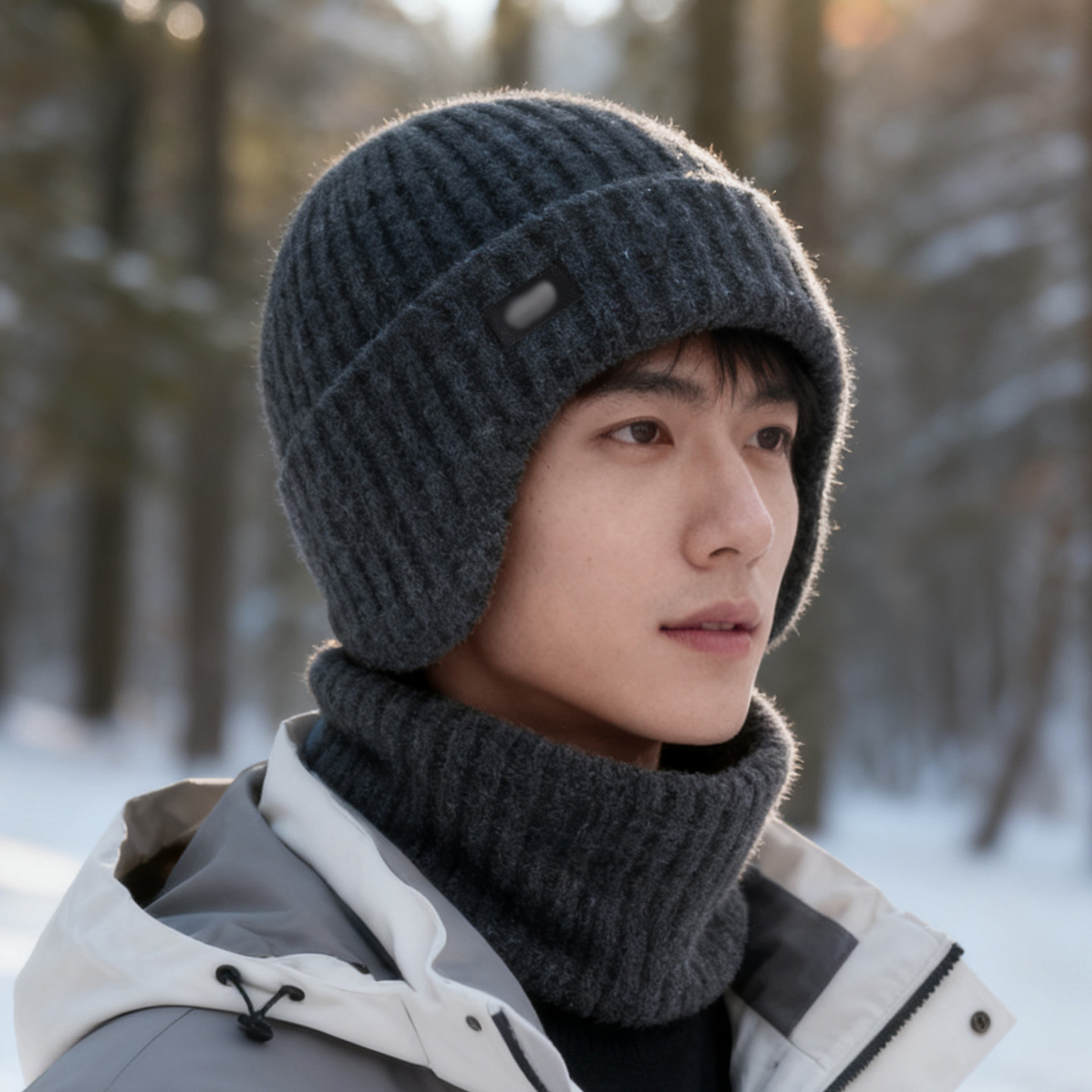 简约针织帽子二合一男士中老年人冬季保暖防寒护耳毛线帽加厚加绒,淘宝优惠券,粉丝福利购,淘宝优惠卷