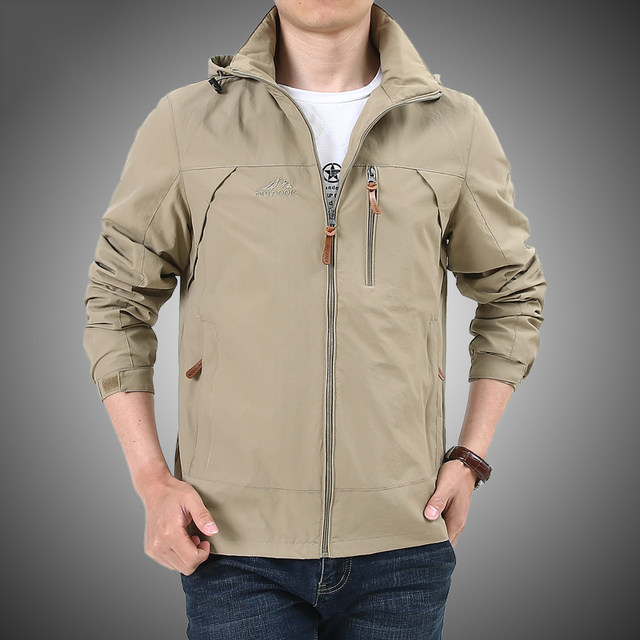 Autumn quick-drying large size short multi-pocket work jacket