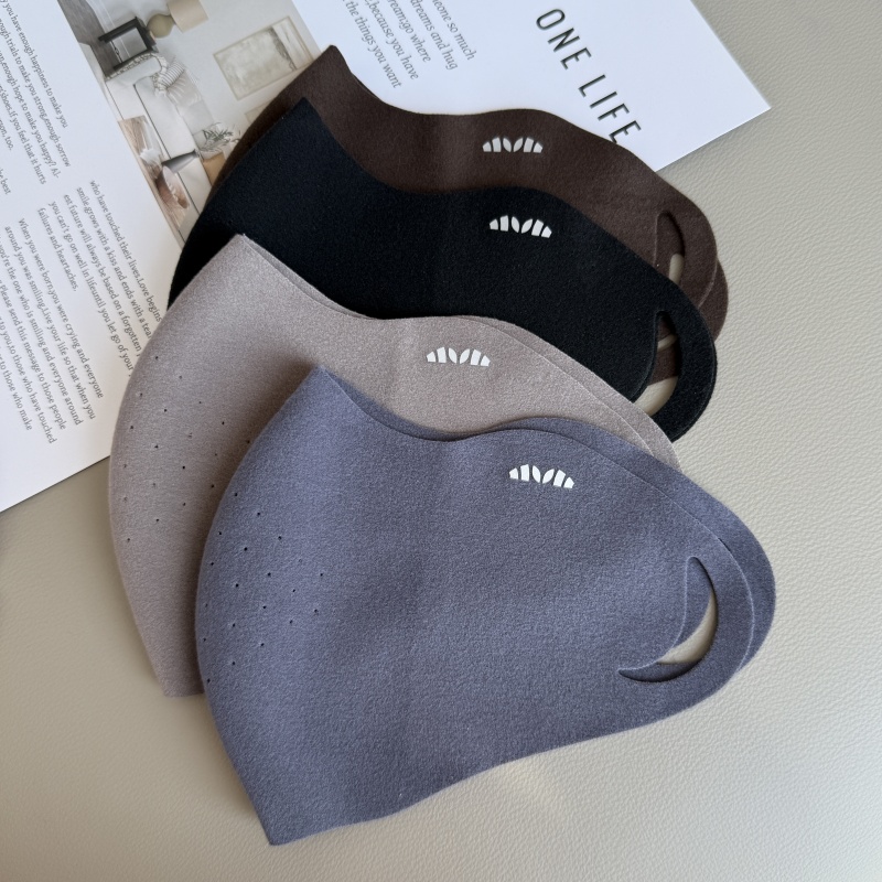 保暖口罩秋天立体鱼骨暖绒透气纯色骑行防寒防尘防晒加宽面罩男女 - 图3