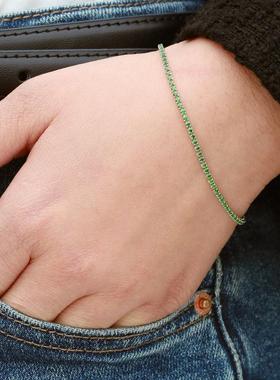 18k金莎弗莱直排手链天然宝石