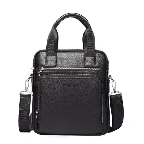 美洲野牛真皮男包单肩斜挎手提包竖款背包潮商务大容量男士公文包 - 图3