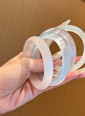 专柜品质猫眼石冰透白色白月光冰种琉璃手镯女冰冰蓝国风新中式