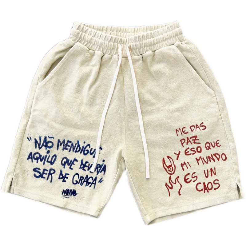 450克做旧抓毛 复古vibe小众oversize高街休闲阔腿短裤五分裤中裤,淘宝优惠券,粉丝福利购,淘宝优惠卷