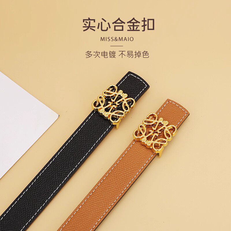 双面使用女士腰带ins风百搭装饰皮带设计感小众高档真皮牛仔裤带