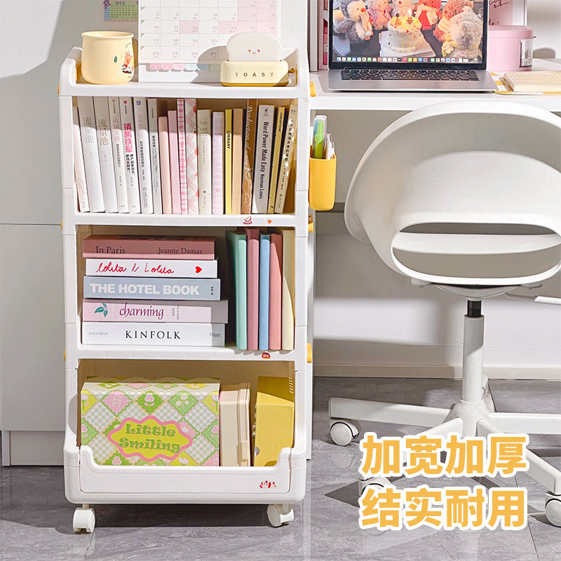 高颜值小推车学生教室可移动落地书包书本收纳架书架多层置物架K - 图2