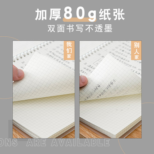 三年二班A4笔记本子文具厚大学生简约小方格记事格子线圈b5网格本 - 图1