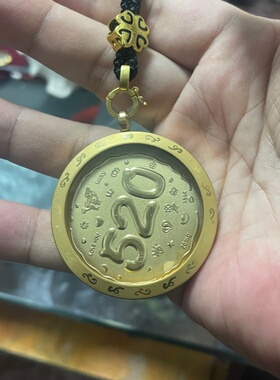 520金箔片唐卡钛钢壳真镀金吊坠
