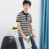 Bird 2019 hè mới áo thun nam ngắn tay áo thun cotton nam thời trang thường thêu áo polo sọc phiên bản Hàn Quốc - Polo áo thun polo Polo