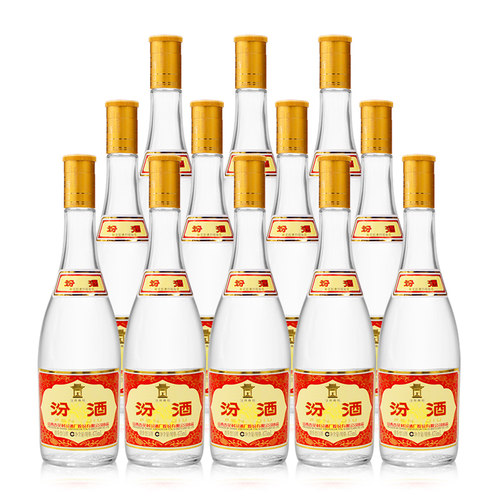 汾酒53度黄盖汾玻璃瓶475mL*12瓶套装山西杏花村酒清香型白酒 - 图0