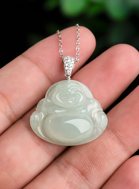 天然翡翠佛公玉石吊坠配证书礼盒