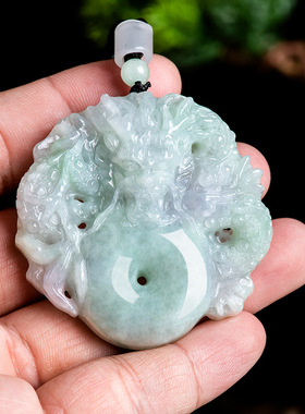 男款天然翡翠龙牌玉石吊坠
