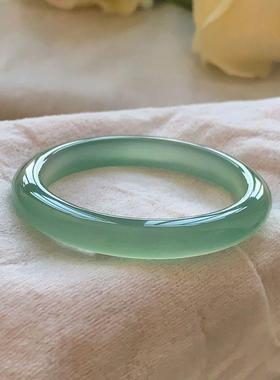纯天然缅甸天然玉镯高冰半山半水浮花油绿色玉石淡绿色非玉石手镯