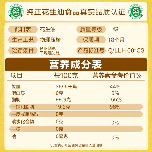 【鲁花直营】鲁花5S一级花生油1Lx1 食用油 粮油 - 图1