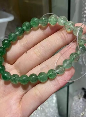 小清新天然渐变绿草莓晶手链