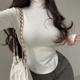 Younggirlday Pure Turtleneck плотно и похудело изогнутое рукав с эластичным потом