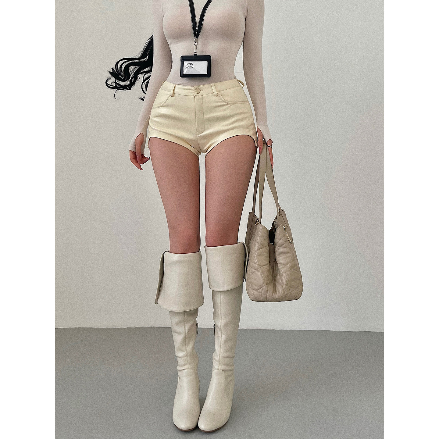 YoungGirlDay辣妹性感高腰显瘦提臀丰胯裤弧形显腿长PU皮短裤热裤,淘宝优惠券,粉丝福利购,淘宝优惠卷